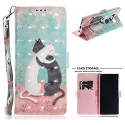 Black and White Cat 3D Painted Leather Wallet Phone Case for Samsung Galaxy Note9