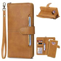 Retro Multi-functional Detachable Leather Wallet Phone Case for Samsung Galaxy Note9 - Brown