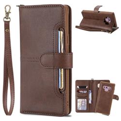 Retro Multi-functional Detachable Leather Wallet Phone Case for Samsung Galaxy Note9 - Coffee