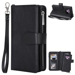 Retro Luxury Multifunction Zipper Leather Phone Wallet for Samsung Galaxy Note9 - Black