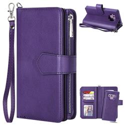 Retro Luxury Multifunction Zipper Leather Phone Wallet for Samsung Galaxy Note9 - Purple