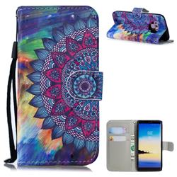Oil Painting Mandala 3D Painted Leather Wallet Phone Case for Samsung Galaxy Note9
