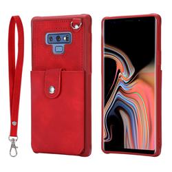 Retro Luxury Anti-fall Mirror Leather Phone Back Cover for Samsung Galaxy Note9 - Red