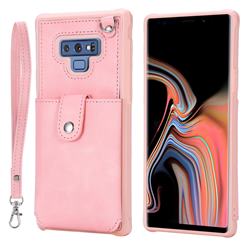 Retro Luxury Anti-fall Mirror Leather Phone Back Cover for Samsung Galaxy Note9 - Pink