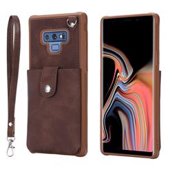 Retro Luxury Anti-fall Mirror Leather Phone Back Cover for Samsung Galaxy Note9 - Coffee