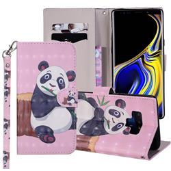 Happy Panda 3D Painted Leather Phone Wallet Case Cover for Samsung Galaxy Note9