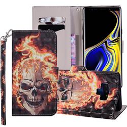 Flame Skull 3D Painted Leather Phone Wallet Case Cover for Samsung Galaxy Note9