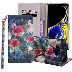 Rose Flower 3D Painted Leather Phone Wallet Case Cover for Samsung Galaxy Note9
