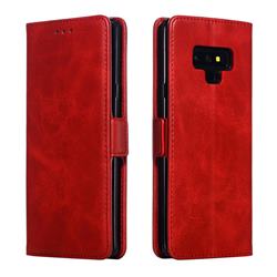 Retro Classic Calf Pattern Leather Wallet Phone Case for Samsung Galaxy Note9 - Red