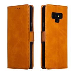 Retro Classic Calf Pattern Leather Wallet Phone Case for Samsung Galaxy Note9 - Yellow