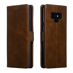 Retro Classic Calf Pattern Leather Wallet Phone Case for Samsung Galaxy Note9 - Brown