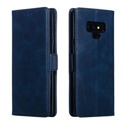 Retro Classic Calf Pattern Leather Wallet Phone Case for Samsung Galaxy Note9 - Blue