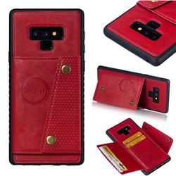 Retro Multifunction Card Slots Stand Leather Coated Phone Back Cover for Samsung Galaxy Note9 - Red