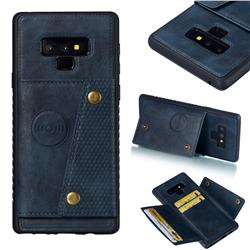 Retro Multifunction Card Slots Stand Leather Coated Phone Back Cover for Samsung Galaxy Note9 - Blue