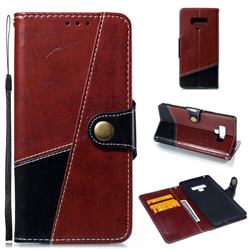 Retro Magnetic Stitching Wallet Flip Cover for Samsung Galaxy Note9 - Dark Red