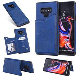 Luxury Tree and Cat Multifunction Magnetic Card Slots Stand Leather Phone Back Cover for Samsung Galaxy Note9 - Blue