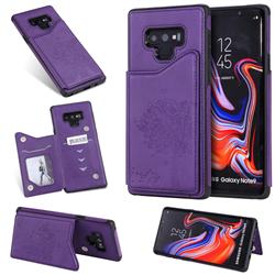 Luxury Tree and Cat Multifunction Magnetic Card Slots Stand Leather Phone Back Cover for Samsung Galaxy Note9 - Purple