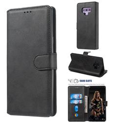 Retro Calf Matte Leather Wallet Phone Case for Samsung Galaxy Note9 - Black
