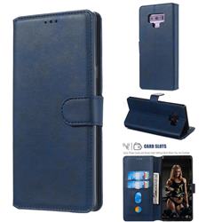 Retro Calf Matte Leather Wallet Phone Case for Samsung Galaxy Note9 - Blue