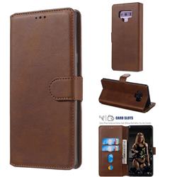 Retro Calf Matte Leather Wallet Phone Case for Samsung Galaxy Note9 - Brown