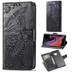 Embossing Mandala Flower Butterfly Leather Wallet Case for Samsung Galaxy Note9 - Black
