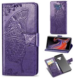 Embossing Mandala Flower Butterfly Leather Wallet Case for Samsung Galaxy Note9 - Dark Purple
