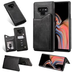 Luxury Multifunction Magnetic Card Slots Stand Calf Leather Phone Back Cover for Samsung Galaxy Note9 - Black