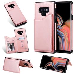 Luxury Multifunction Magnetic Card Slots Stand Calf Leather Phone Back Cover for Samsung Galaxy Note9 - Rose Gold