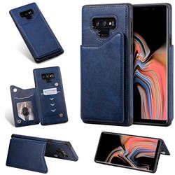Luxury Multifunction Magnetic Card Slots Stand Calf Leather Phone Back Cover for Samsung Galaxy Note9 - Blue