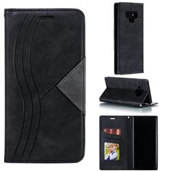 Retro S Streak Magnetic Leather Wallet Phone Case for Samsung Galaxy Note9 - Black