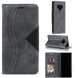 Retro S Streak Magnetic Leather Wallet Phone Case for Samsung Galaxy Note9 - Gray