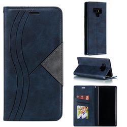 Retro S Streak Magnetic Leather Wallet Phone Case for Samsung Galaxy Note9 - Blue