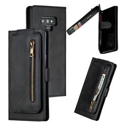 Multifunction 9 Cards Leather Zipper Wallet Phone Case for Samsung Galaxy Note9 - Black