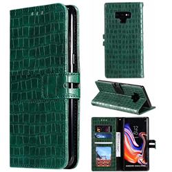Luxury Crocodile Magnetic Leather Wallet Phone Case for Samsung Galaxy Note9 - Green