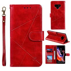 Embossing Geometric Leather Wallet Case for Samsung Galaxy Note9 - Red