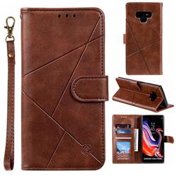 Embossing Geometric Leather Wallet Case for Samsung Galaxy Note9 - Brown