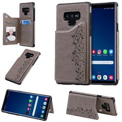 Yikatu Luxury Cute Cats Multifunction Magnetic Card Slots Stand Leather Back Cover for Samsung Galaxy Note9 - Gray