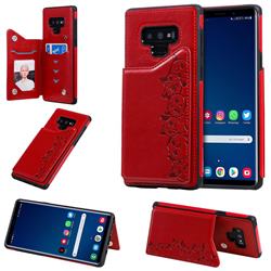 Yikatu Luxury Cute Cats Multifunction Magnetic Card Slots Stand Leather Back Cover for Samsung Galaxy Note9 - Red