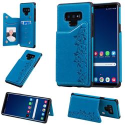 Yikatu Luxury Cute Cats Multifunction Magnetic Card Slots Stand Leather Back Cover for Samsung Galaxy Note9 - Blue