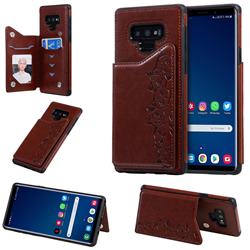 Yikatu Luxury Cute Cats Multifunction Magnetic Card Slots Stand Leather Back Cover for Samsung Galaxy Note9 - Brown