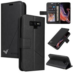 GQ.UTROBE Right Angle Silver Pendant Leather Wallet Phone Case for Samsung Galaxy Note9 - Black