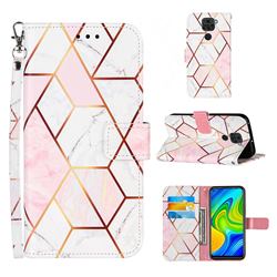 Pink White Stitching Color Marble Leather Wallet Case for Samsung Galaxy Note9