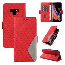 Grid Pattern Splicing Protective Wallet Case Cover for Samsung Galaxy Note9 - Red