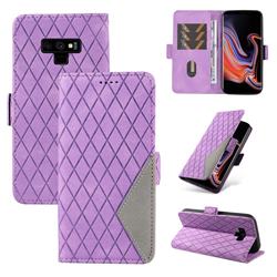 Grid Pattern Splicing Protective Wallet Case Cover for Samsung Galaxy Note9 - Purple