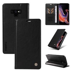 YIKATU Litchi Card Magnetic Automatic Suction Leather Flip Cover for Samsung Galaxy Note9 - Black
