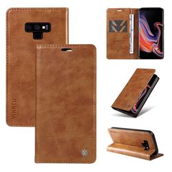 YIKATU Litchi Card Magnetic Automatic Suction Leather Flip Cover for Samsung Galaxy Note9 - Brown
