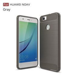 Luxury Carbon Fiber Brushed Wire Drawing Silicone TPU Back Cover for Huawei Nova (Gray)