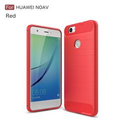 Luxury Carbon Fiber Brushed Wire Drawing Silicone TPU Back Cover for Huawei Nova (Red)