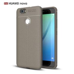 Luxury Auto Focus Litchi Texture Silicone TPU Back Cover for Huawei Nova - Gray