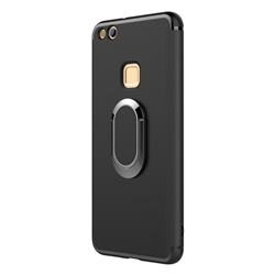 Anti-fall Invisible 360 Rotating Ring Grip Holder Kickstand Phone Cover for Huawei Nova - Black